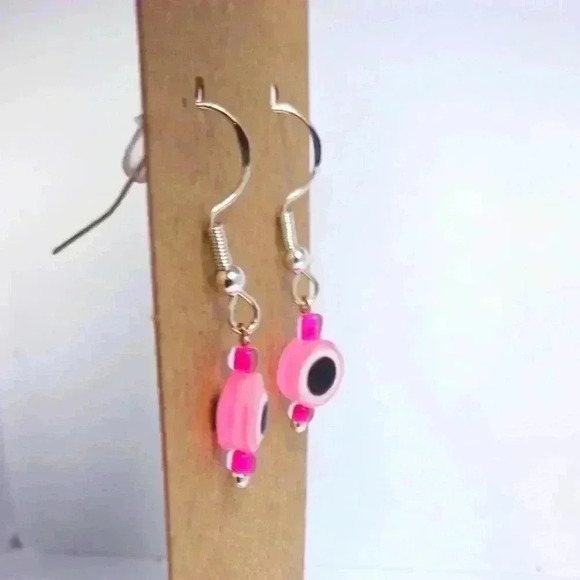 Eyeballs Cute and funky beaded 925 silver earrings - Picture 3 of 3